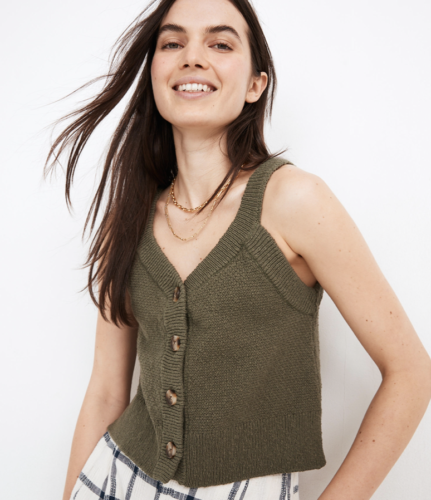 Button Front Sweater Tank Top