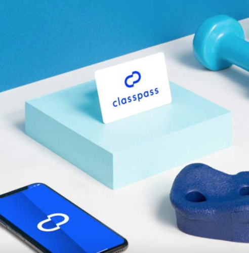Blue and white classpass gift card