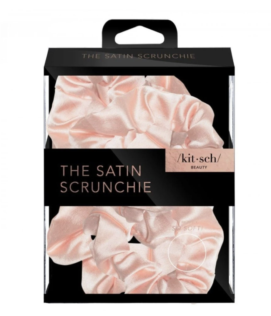 Pink satin sleep scrunchies