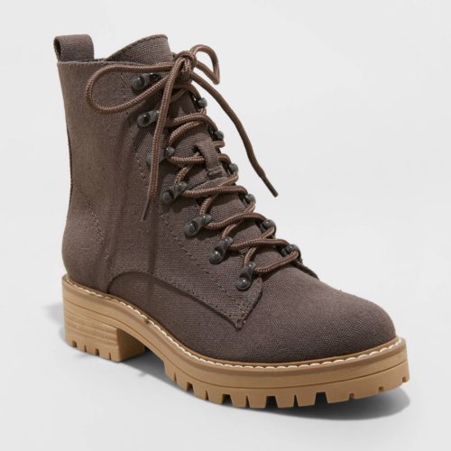 Brown Canvas Combat Boots