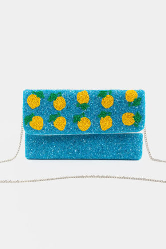 Beaded Lemon Clutch Bag