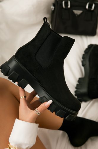 Faux Suede Ankle Combat Chelsea Boots