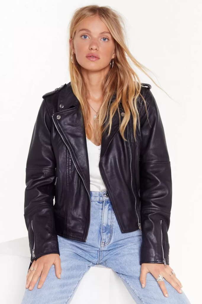 Oversized faux leather jacket from Nasty Gal