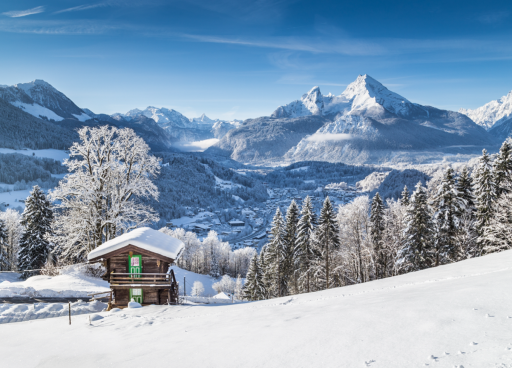 snowy mountain scene