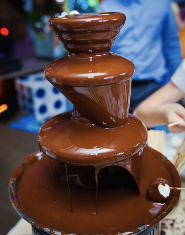 Fondue tower with chocolate fountain - christmas party ideas