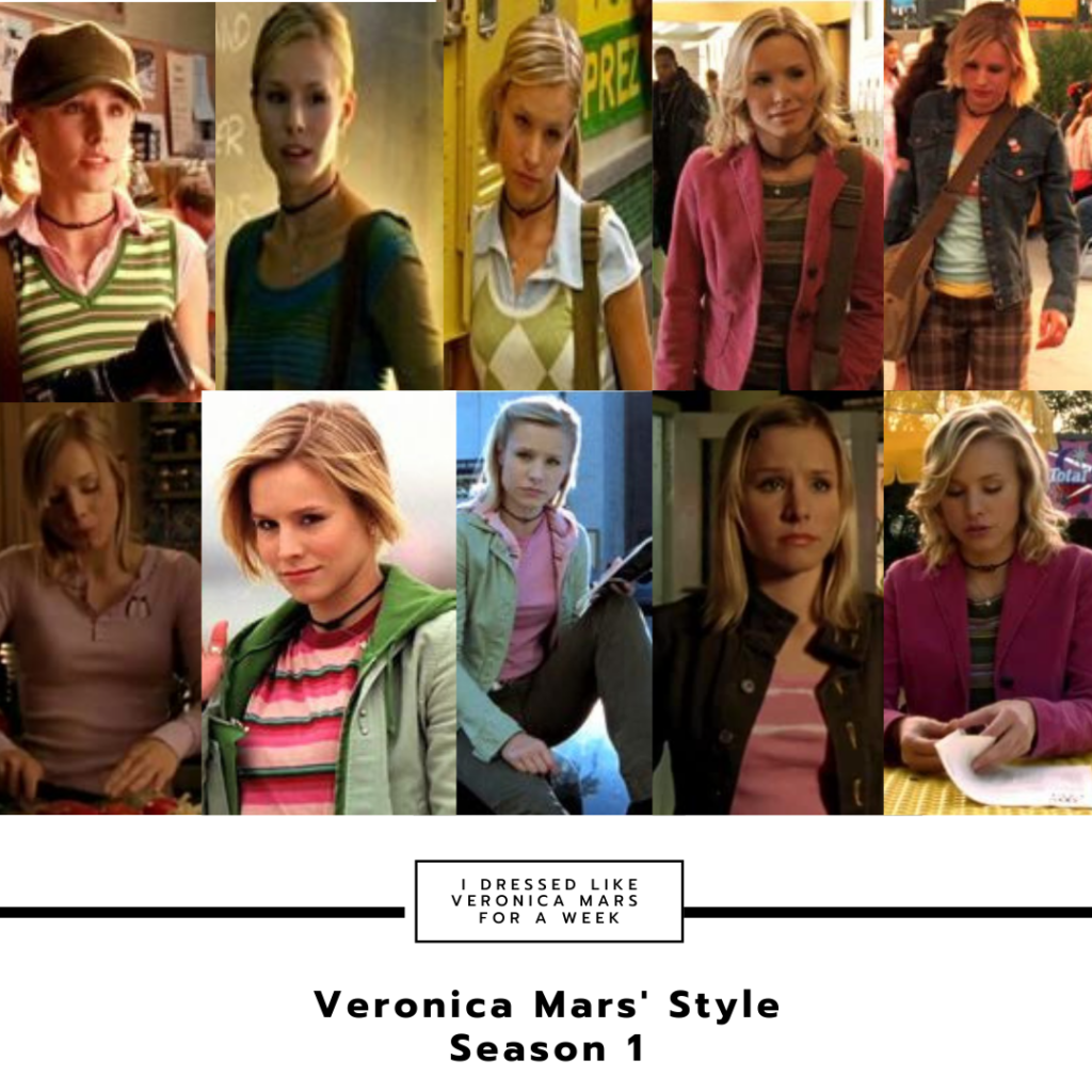 Veronica Mars style - collage of Veronica's outfits in season 1