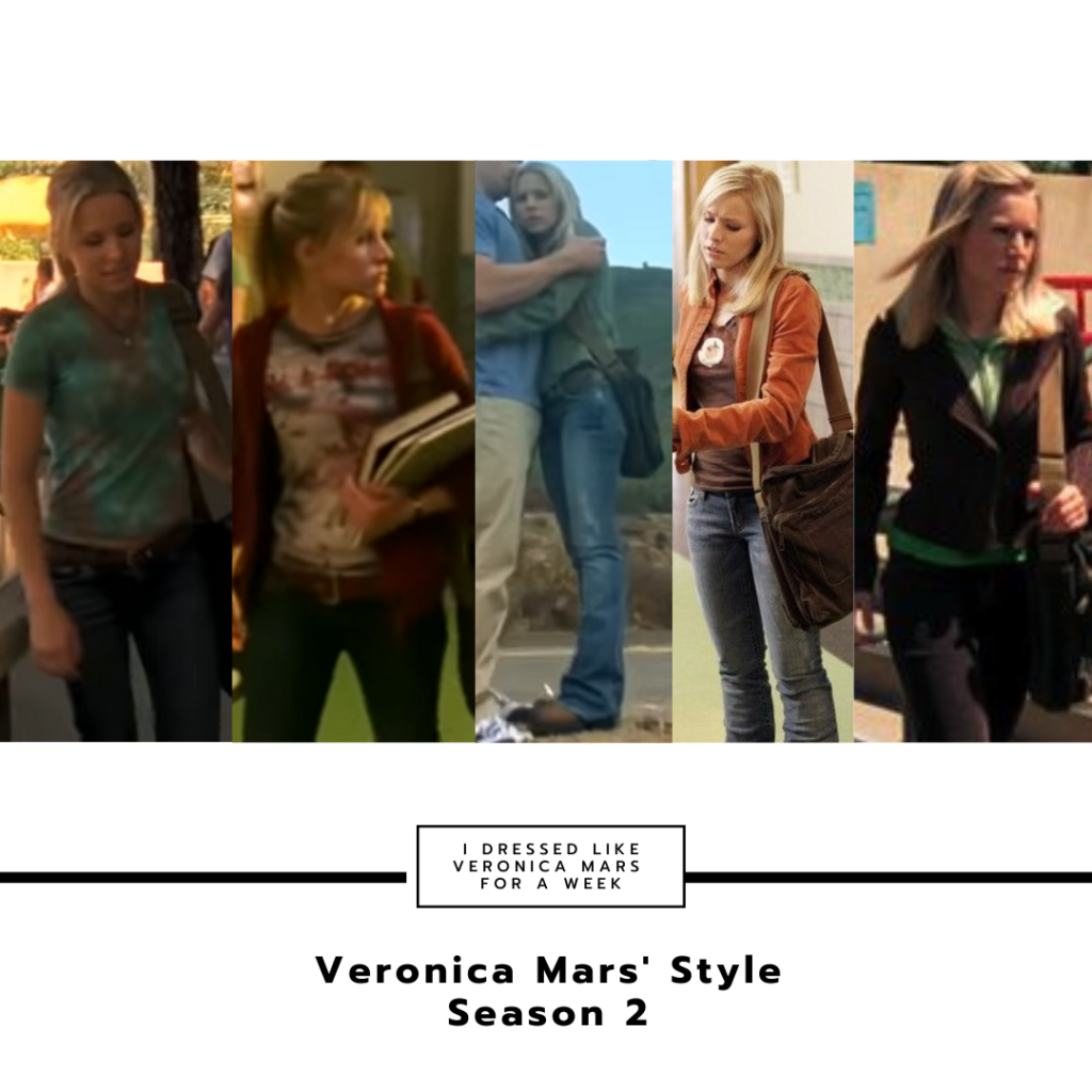 Collage of Veronica's outfits in season 2