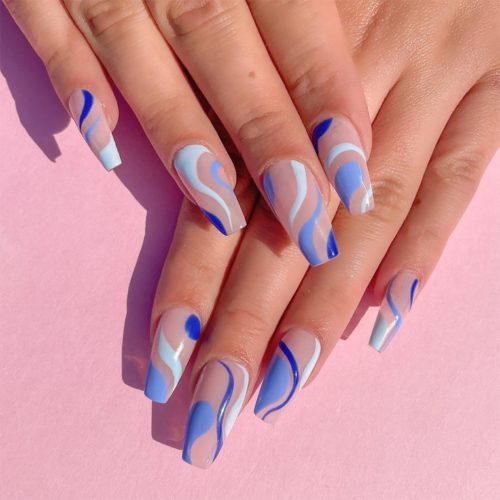 Blue swirl nails from Etsy