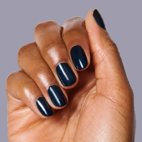 Dark nail polish on short nails - Olive and June HJ navy polish