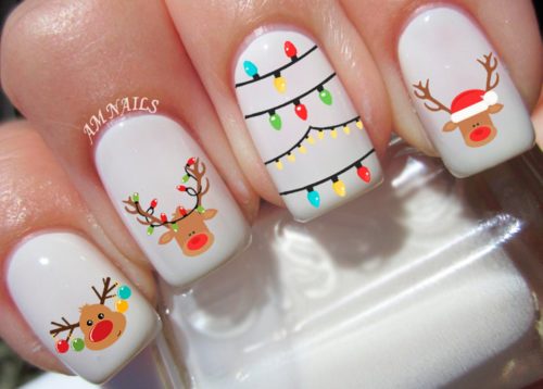 Reindeer nails from AM nails on Etsy