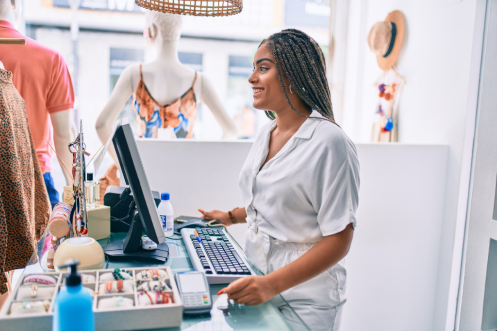 Woman working retail