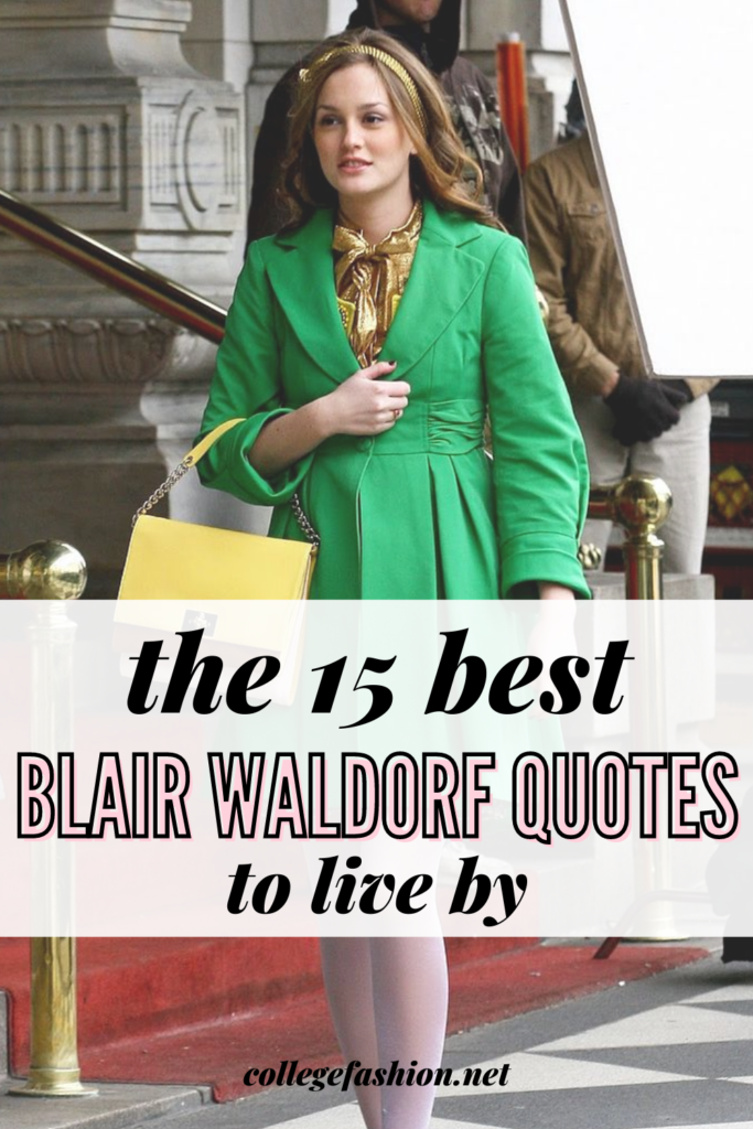 The 15 Best Blair Waldorf Quotes to Live By - image of Blair Waldorf wearing a green coat with a yellow purse