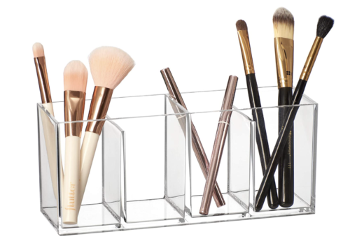 transparent makeup brush holder - makeup organizer ideas
