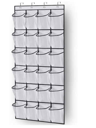 over the door shoe organizer in clear and black