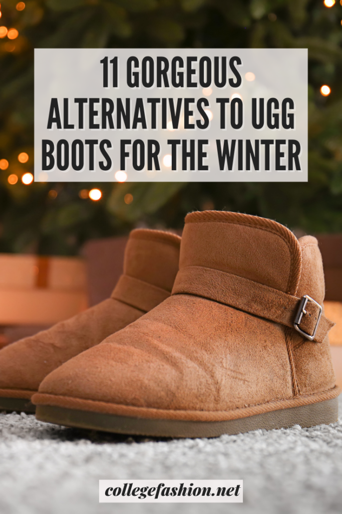 11 Gorgeous Alternatives to Ugg Boots for the Winter - photo of Ugg boots with buckle with Christmas tree in the background
