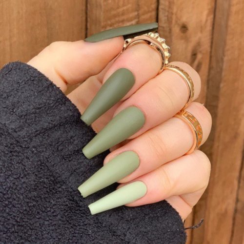 Green gradient press-on nails