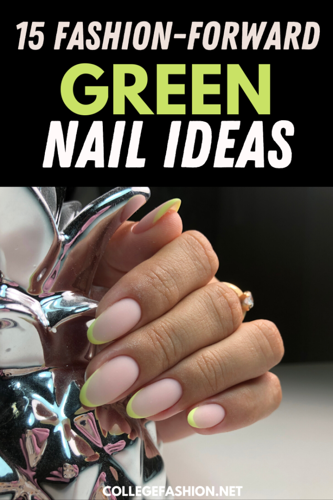 Header graphic with text and photo of a green and nude french manicure