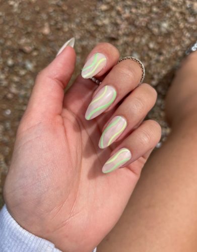 Glossy Green Multi Chrome Glossy Green Leaves : Best press on nails in  India – The NailzStation