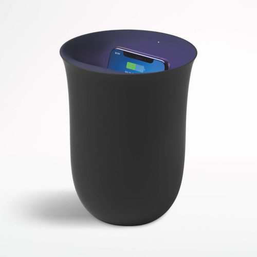 Wireless Charging Station shaped like a cup with a phone inside