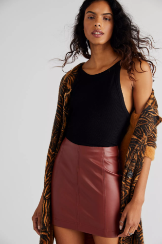 Free People Faux Leather Skirt 