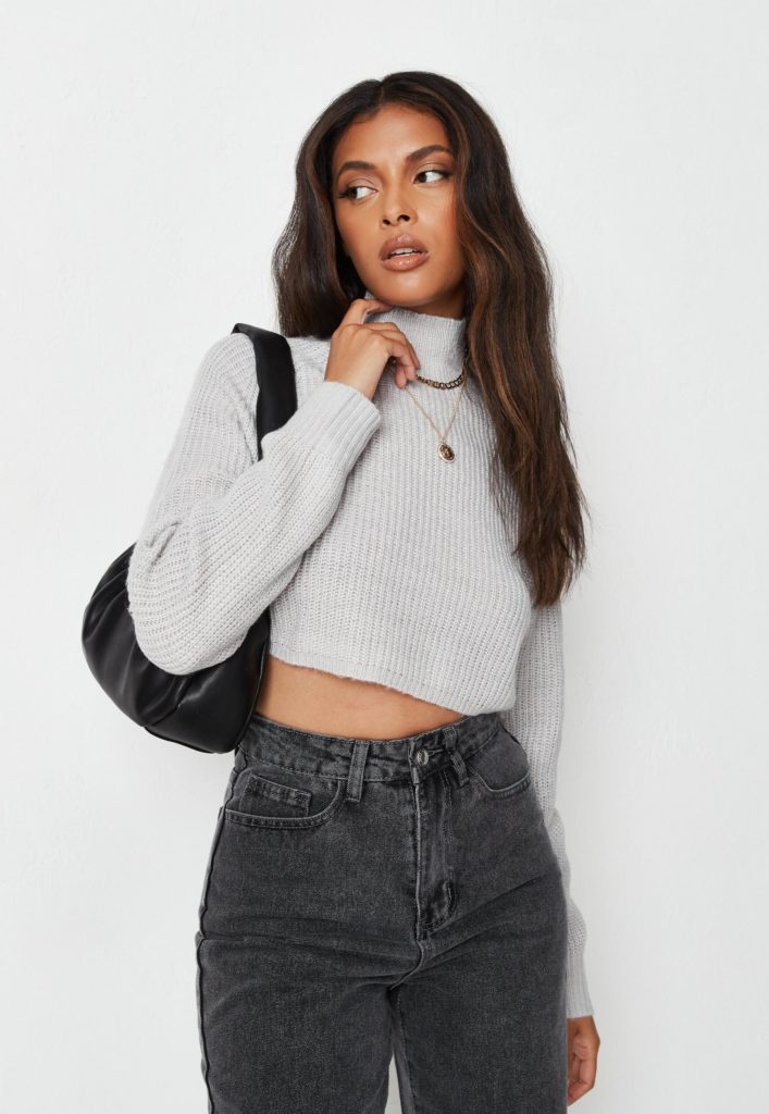 Misguided High Neck Cropped Sweater