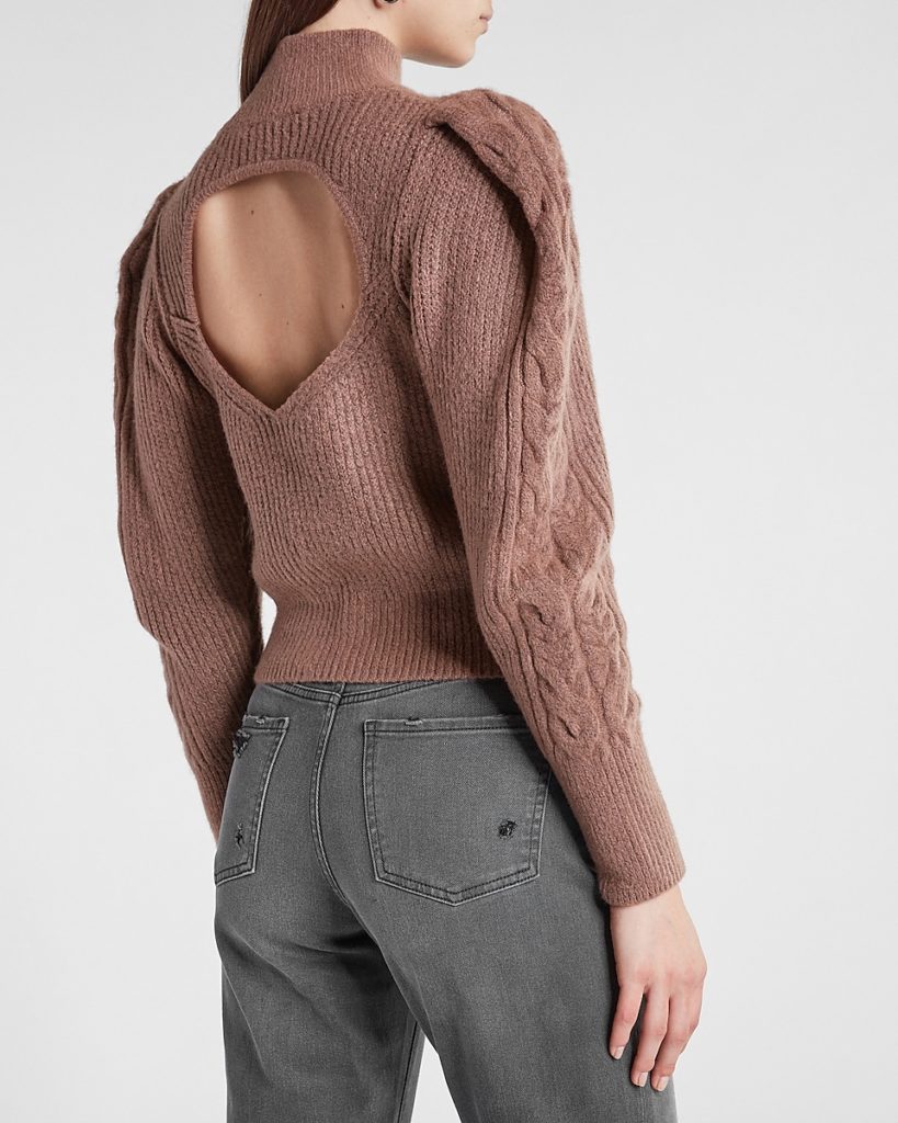 Express Open Back Sweater in brown