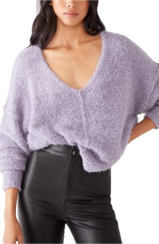 Nordstrom Rack Free People v-neck fuzzy Sweater in light purple
