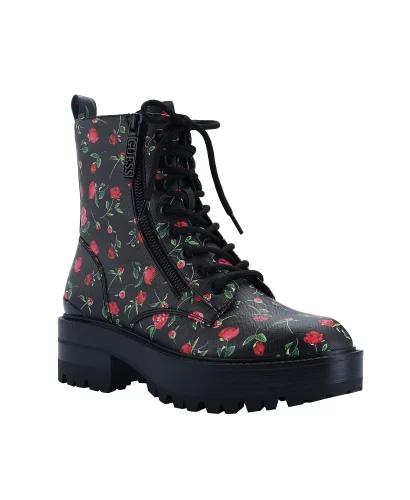 Black and red floral print boots from Macy's