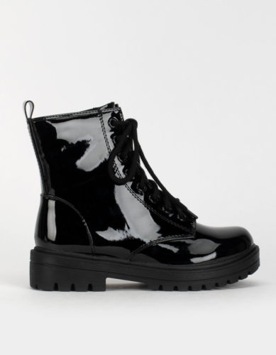 Dr Martens look for less: patent leather combat boots from tilly's 