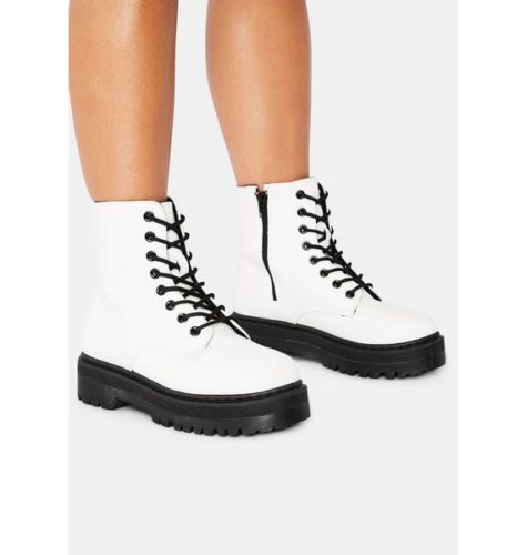 White and black combat boots from dolls kill