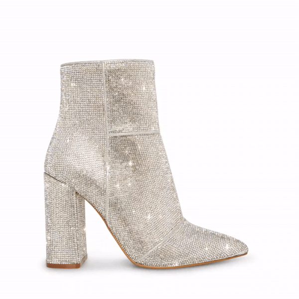 Steve Madden rhinestone ankle boots in silver