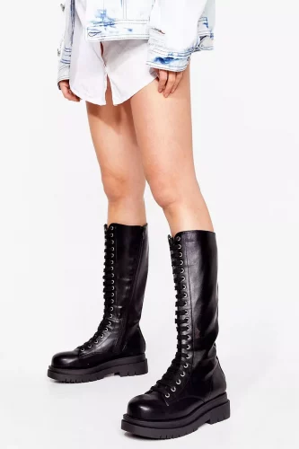 Knee-high biker boots from nasty gal