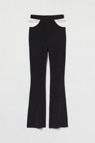 H&M Flared Rhinestone Cut Out Leggings - new years eve fashion