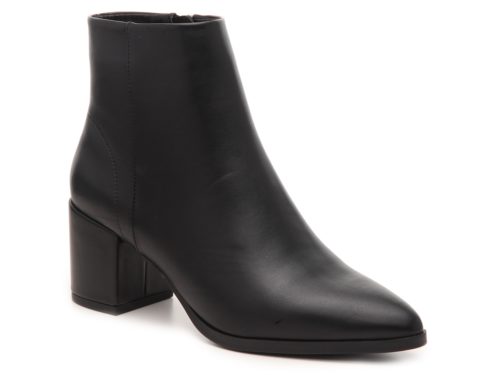 DSW high heel ankle booties with a pointed toe in black leather