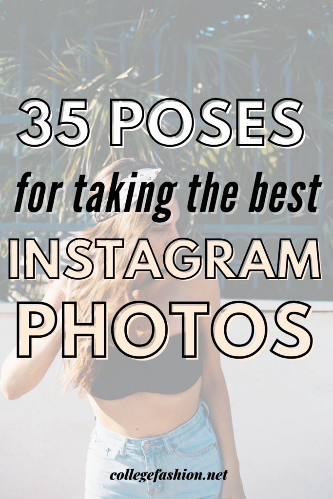 Header Image: Best Instagram Poses
woman posing for a photo in front of a white wall while wearing high-waisted shorts, a black swimsuit top, and a head scarf