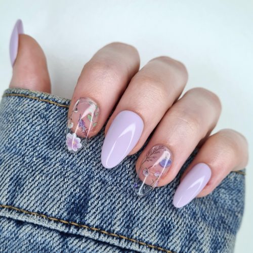 Purple floral nails
