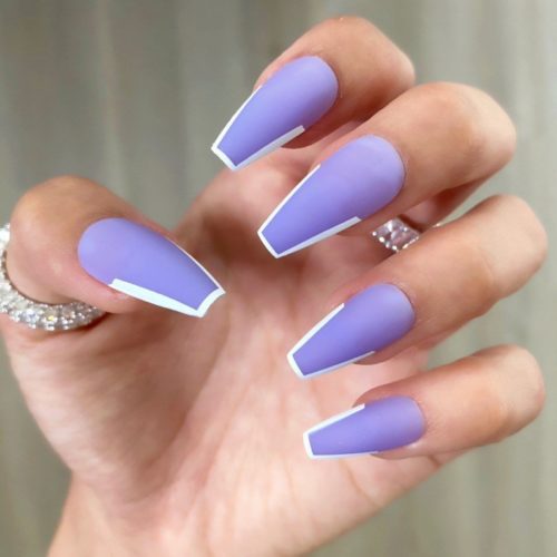 Purple nails with white french tip