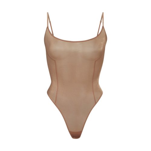 SKIMS glissenette sheer scoop bodysuit in beige