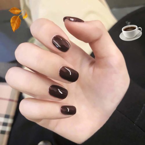 Glossy brown nails