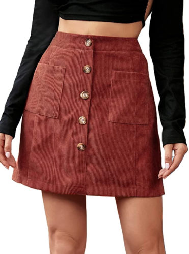 70s style clothing: Amazon Corduroy Mini Skirt
