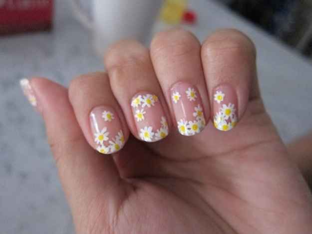 Floral Daisy Pattern Transparent Nail Wraps