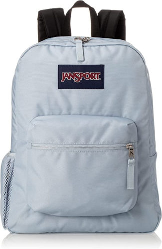 Jansport backpack in light blue with front pocket