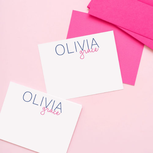 Personalized Stationery with the text Olivia Grace on top