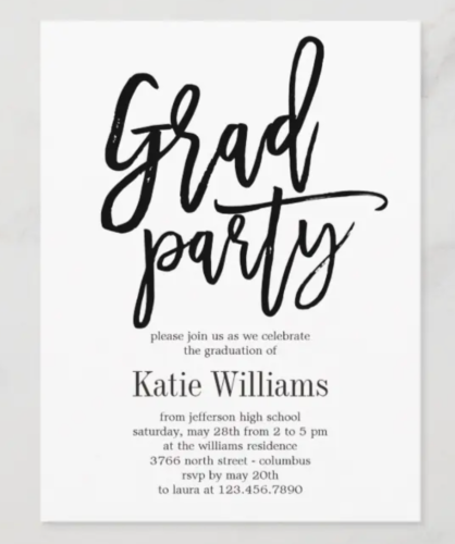 Black and white graduation party invitation from Zazzle