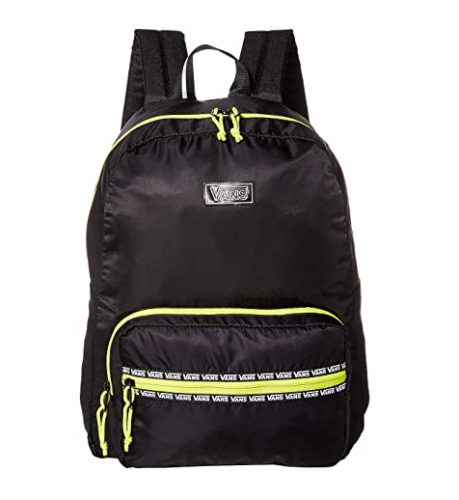 Vans Reflective Backpack in black and neon yellow