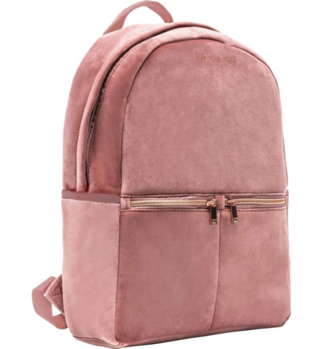 Velour Laptop Backpack in blush pink