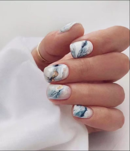 Blue marble press on nails from Etsy