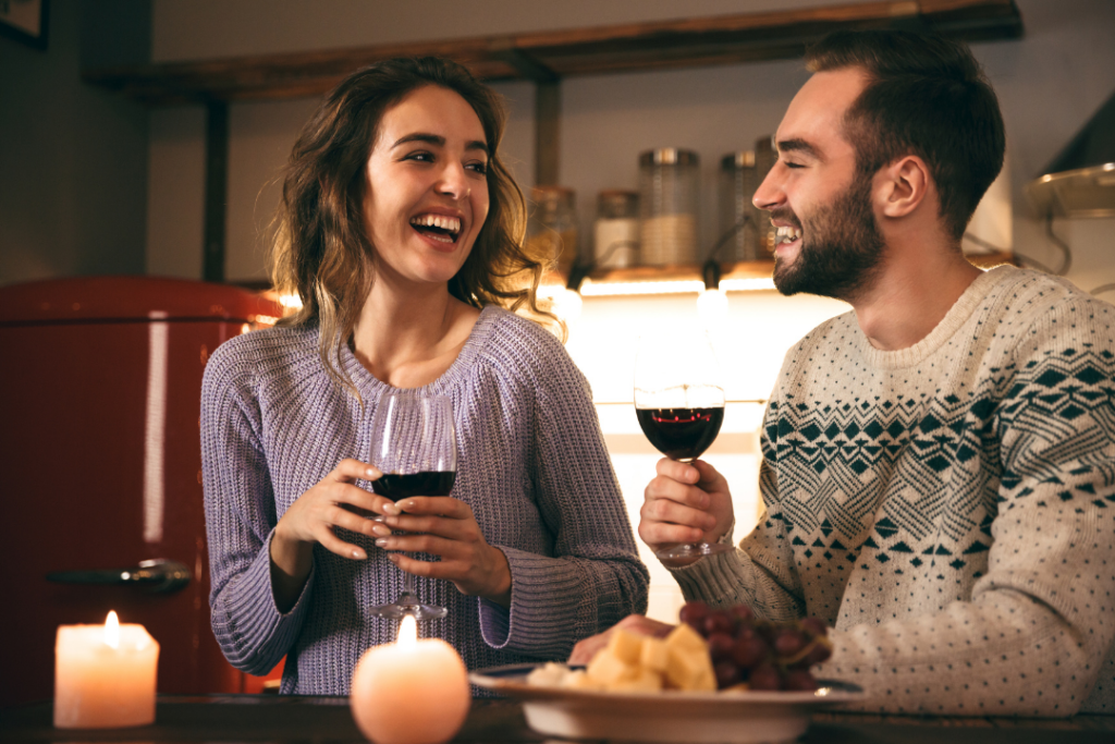 Couple drinking wine together