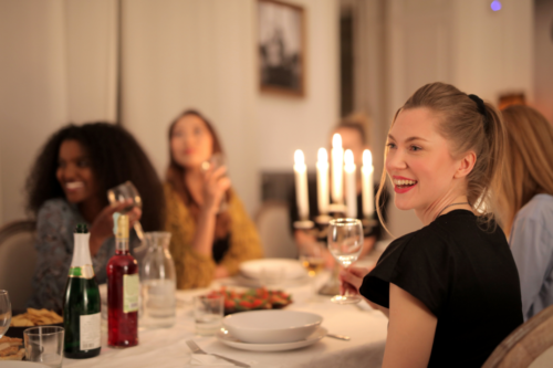 Women at a fancy dinner party