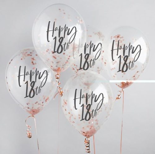 Happy 18th birthday balloons from Etsy in rose gold